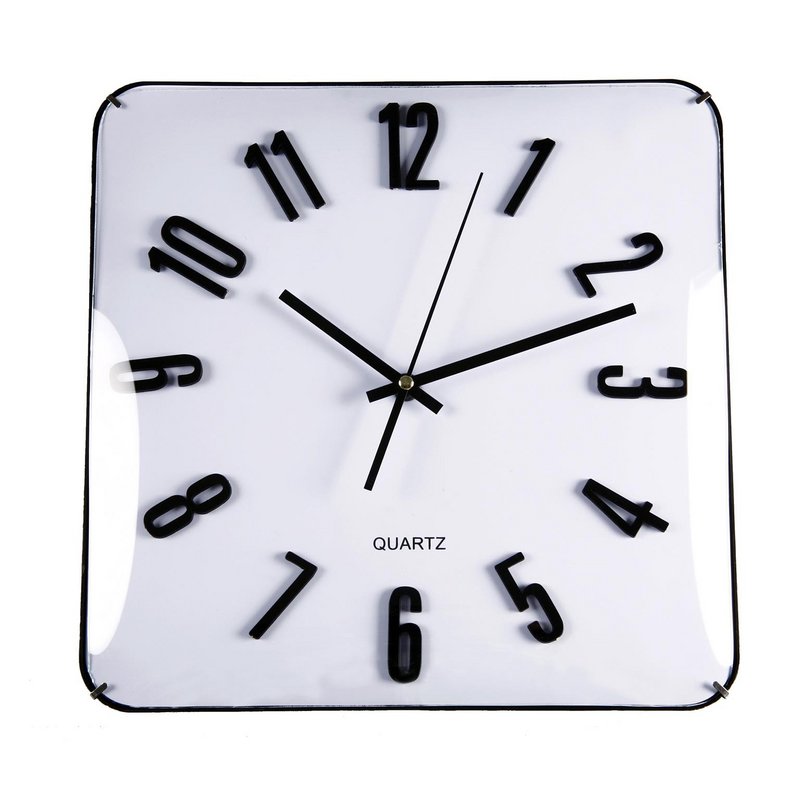 WHITE SQUARE CLOCK 31CM