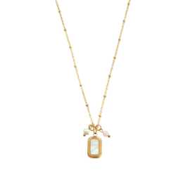 Schelp, Pearl & Jade halskæde - guld