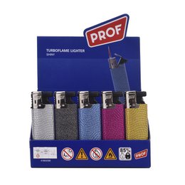 Présentoir de 50 Briquets Turboflame à Strass : Blanc, Noir, Bleu, Rose et Jaune