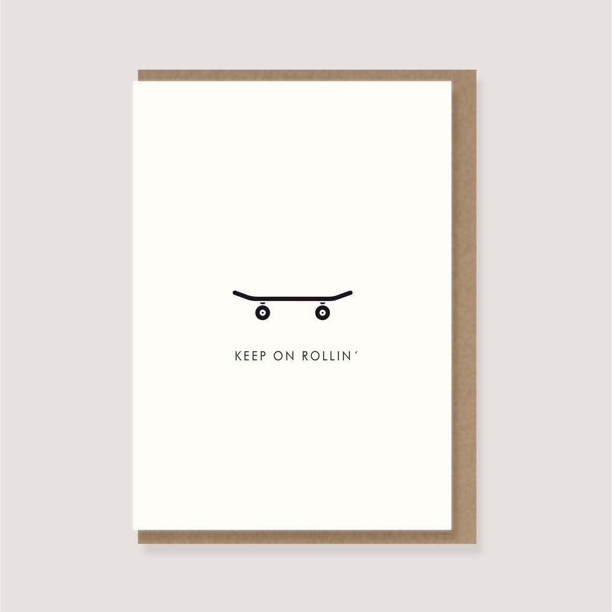 Tarjeta doblada con sobre - "Skateboard - Keep on rollin'"