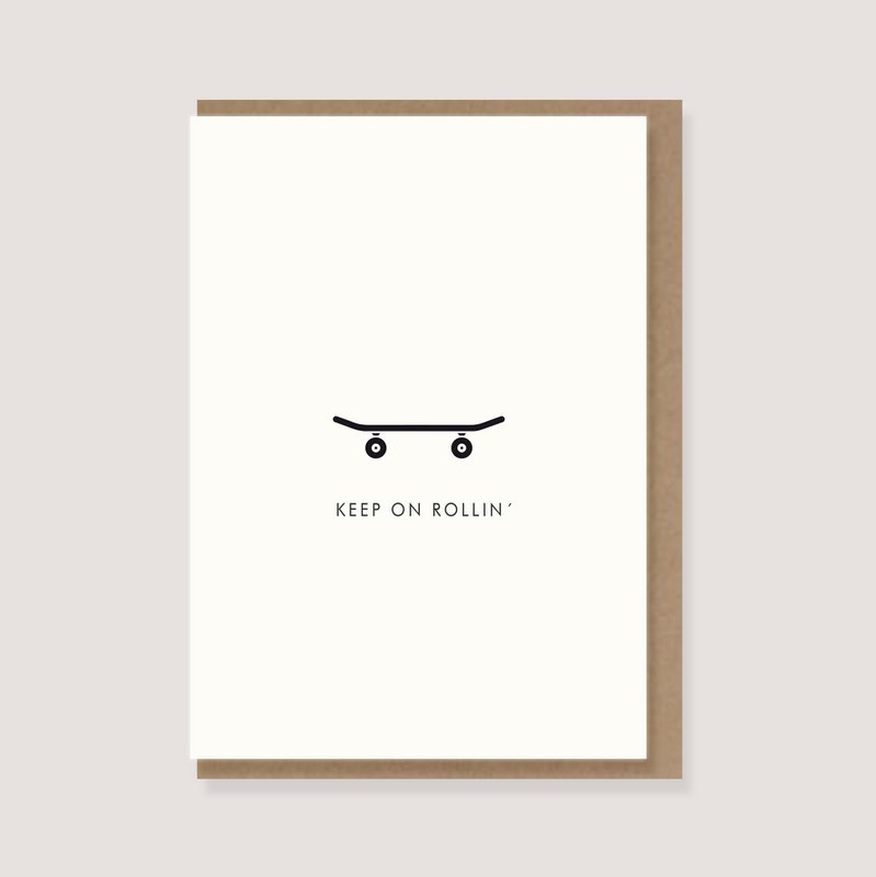 Tarjeta doblada con sobre - "Skateboard - Keep on rollin'"