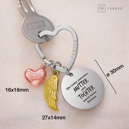Llavero ángel de la guarda "Best Mom" ​​- amuleto de la suerte en forma de corazón con alas de ángel y placa grabada con un mensaje amoroso