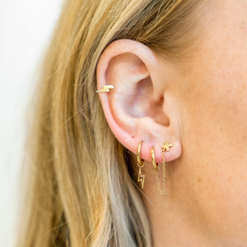 Oorbellen dubbele ring en stud x