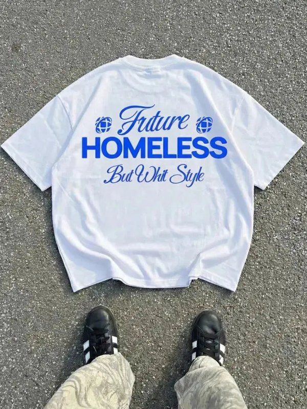 Homeless T-Shirt Bianca 100% Cotone Made in Italy