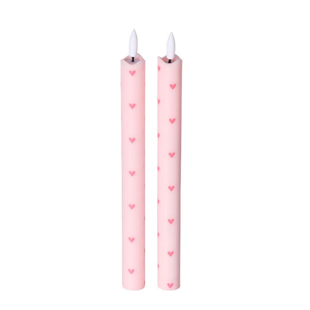 Led Pillar Candle Hearts Pink RC - Set di 2