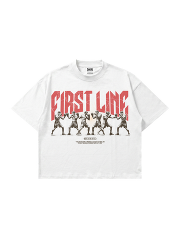 T-Shirt Bianca Boxy Fit 200 g/m² „First Line“ – Marke Horda