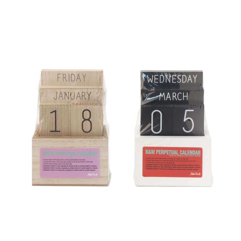 SCHWARZER EWIGER KALENDER AUS HOLZ HF