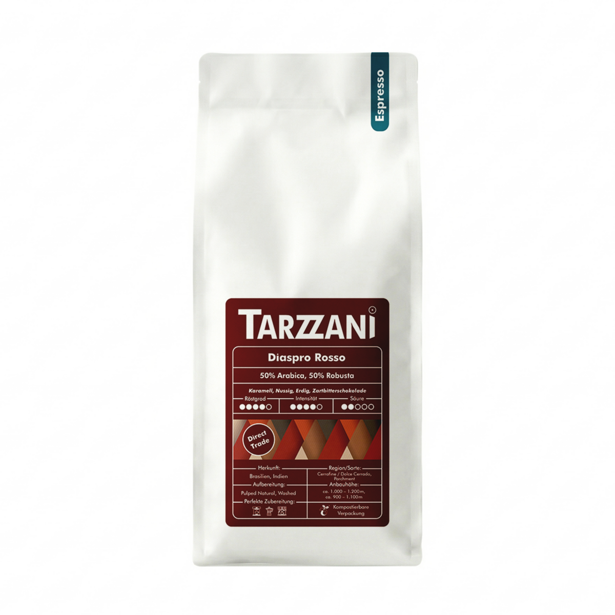 Espressobohnen Diaspro Rosso, 50% Arabica / 50% Robusta, Specialty Coffee
