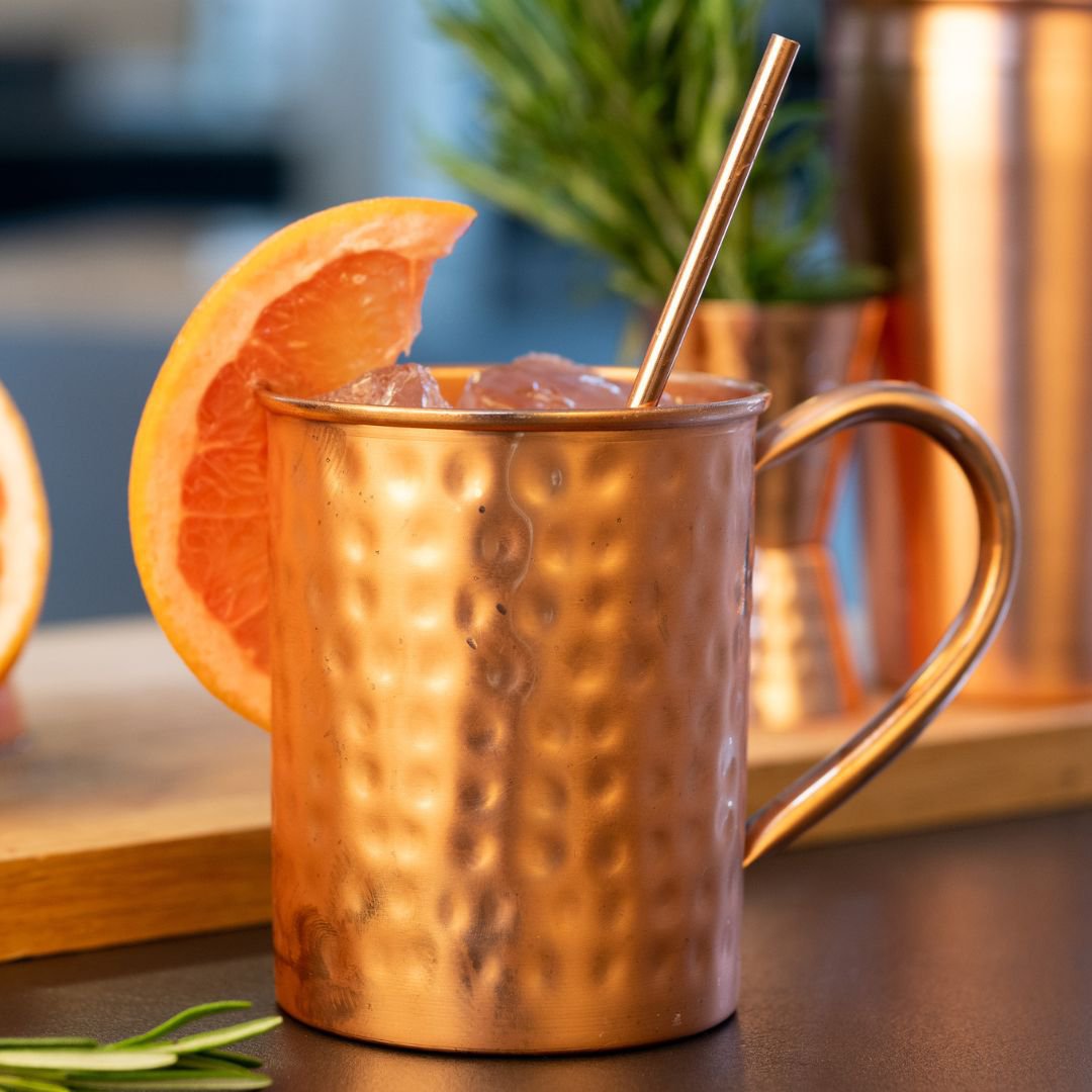 Cataleya kobber kop sæt - 2x cocktail kopper (hamret, 400 ml)