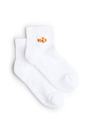 Organic Quarter Socks Nemo - Korte witte sokken met geborduurde clownvis
