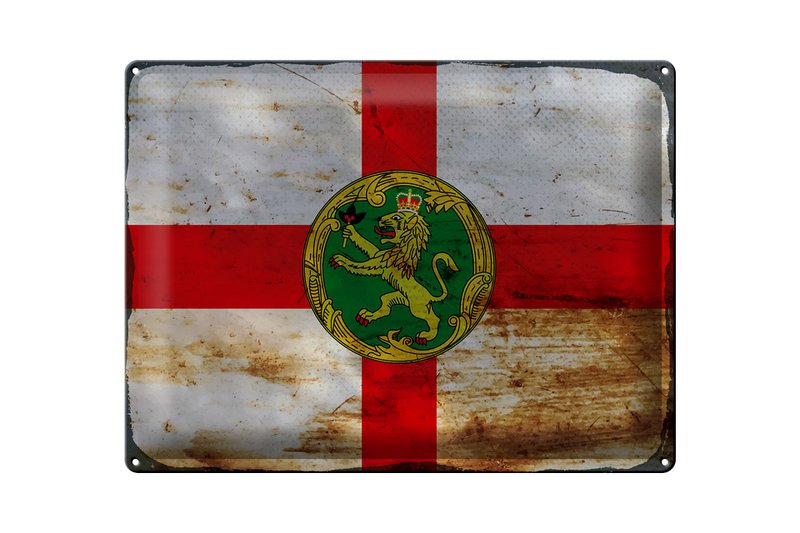 Tin Sign Flag Alderney 40x30cm Flag Alderney Rust