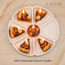 LAVURI Pittige Pompoen Dessertkaarsentaartset – 6 + 1