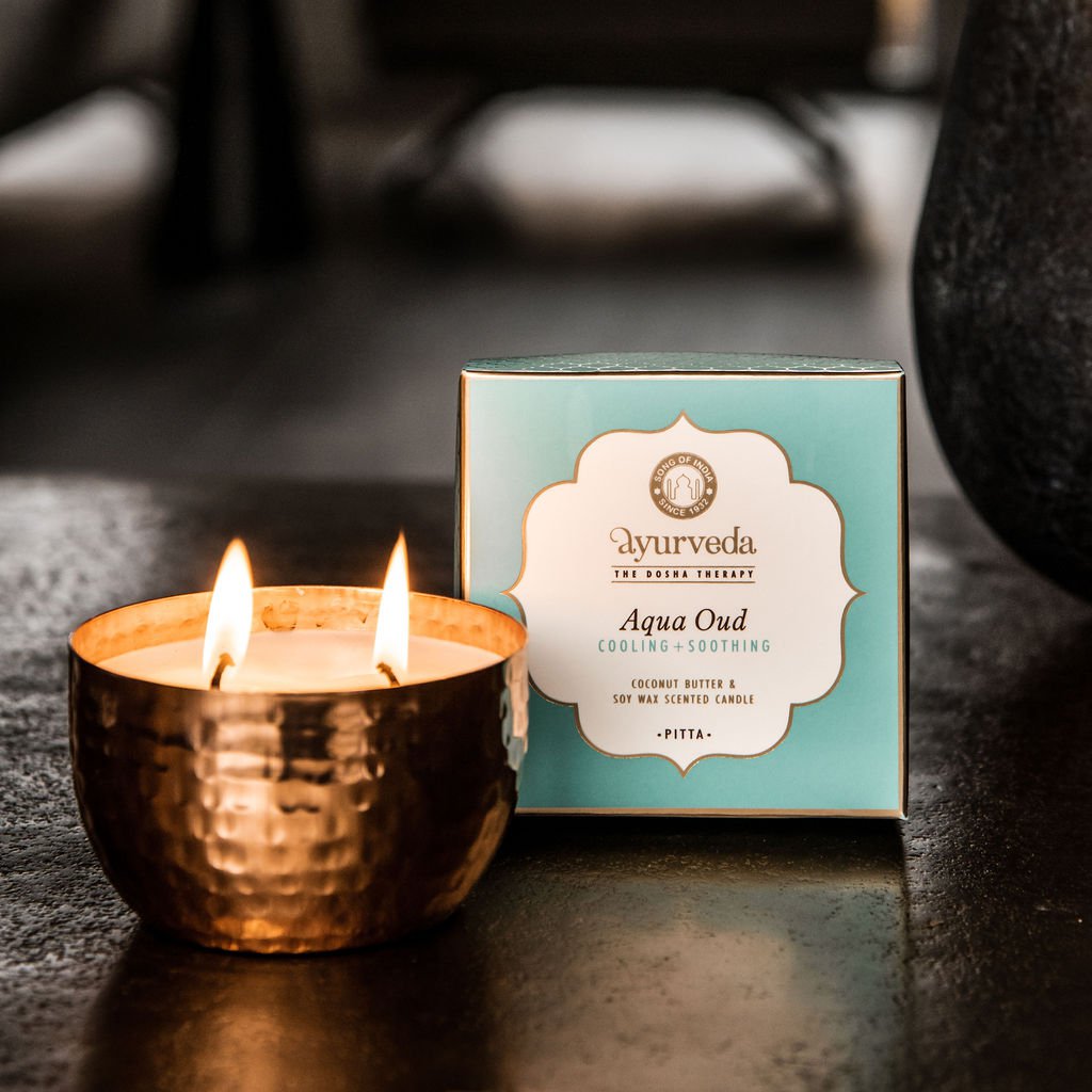 Geurkaars met 2 lonten in pot - Pitta Aqua Oud - Song of India