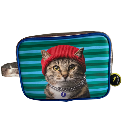 Kulturbeutel Katze mit rotem Hut