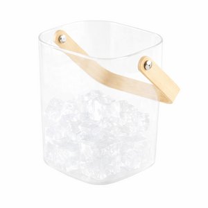 Ice bucket with wooden handle 11.5x11x11cm