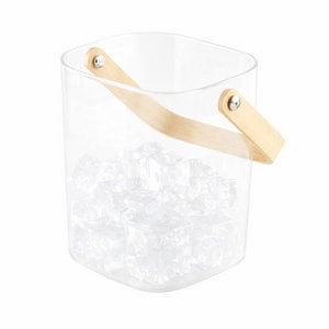Ice bucket with wooden handle 11.5x11x11cm