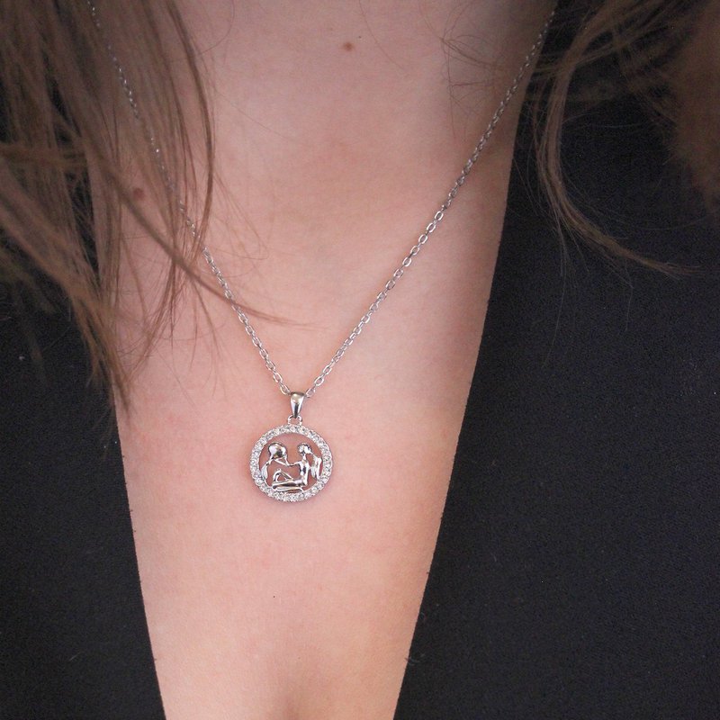 Pendentifs Zodiaque Verseau - Argenté et Cristal