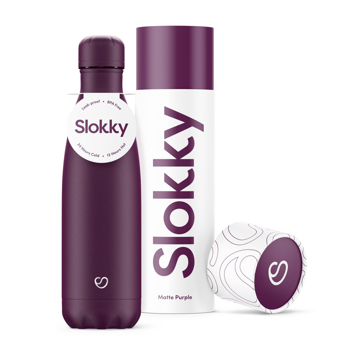 Slokky Matte Purple Bottle & Lid - 500ml