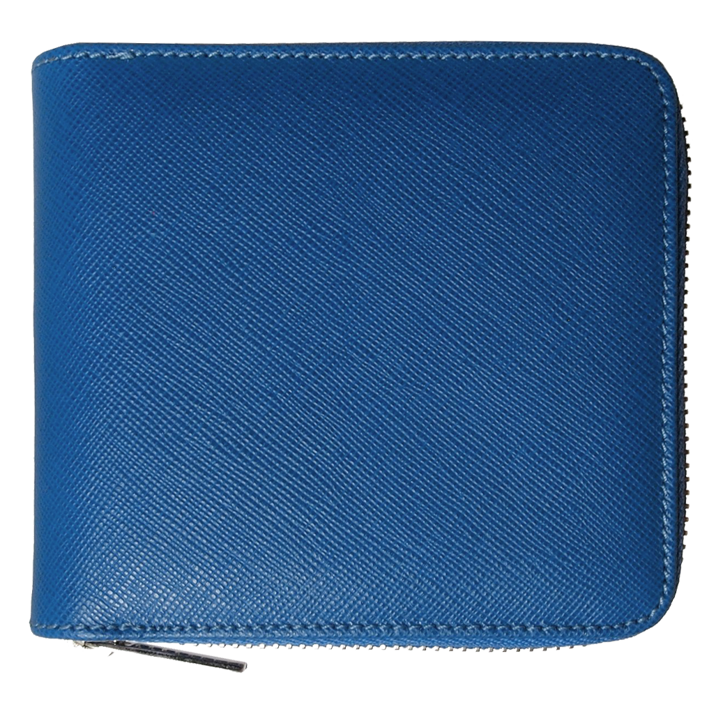 4 Geldbörse aus Saffiano-Leder mit Kreditkarten-Reißverschluss Blau