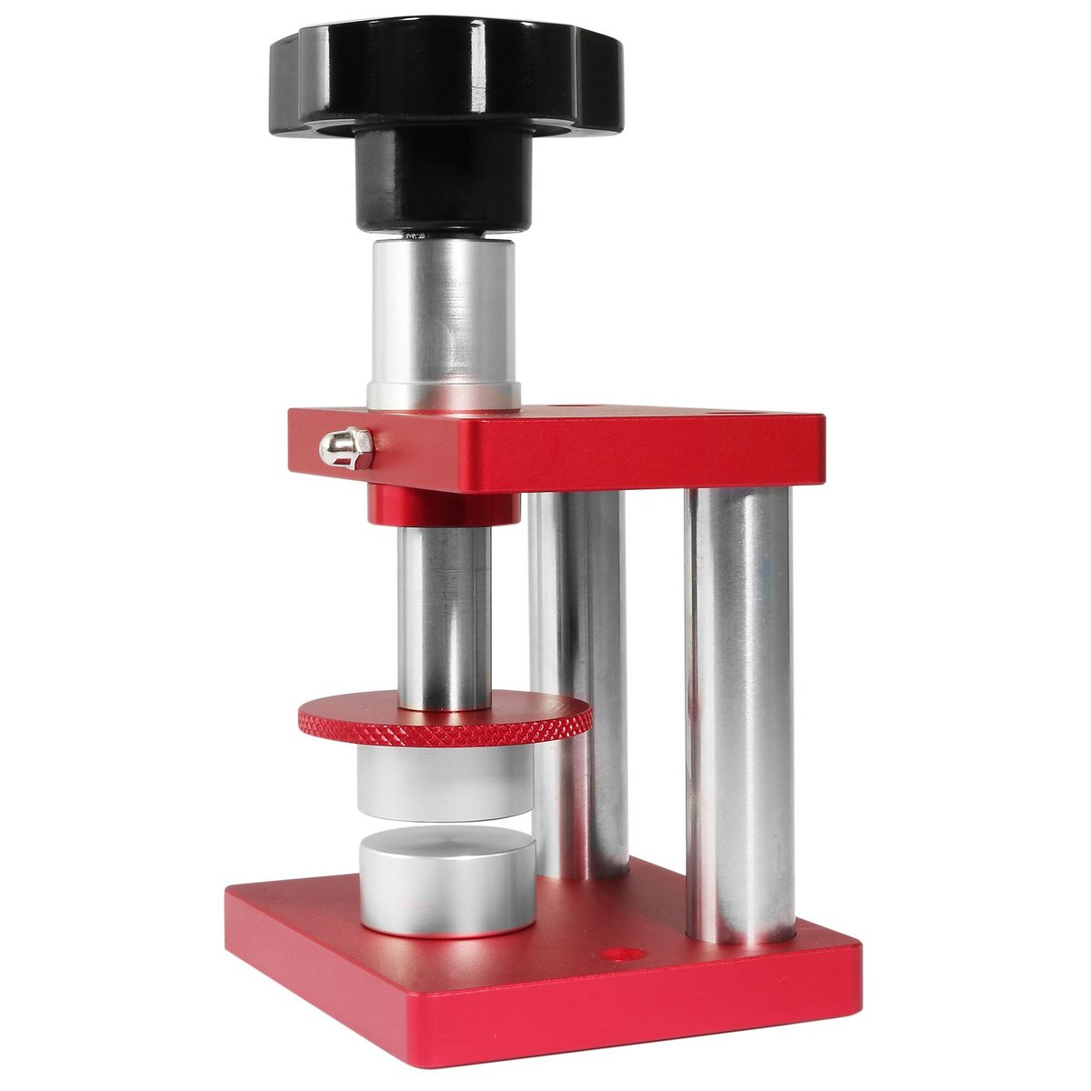 Spindelpresse für Gläser und Gehäuse, Aluminium/Edelstahl, rot/silberfarben