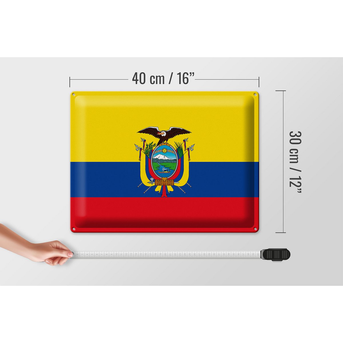 Blechschild Flagge Ecuador 40x30cm Flag of Ecuador