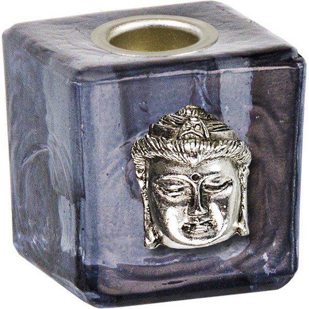 CUBE DE VERRE MINI BOUGIE-NOIR+BUDDHA