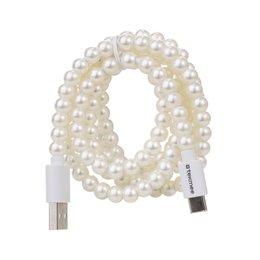 Cable de carga Tekmee USB-C versus Type-C, 2.0A; blanco, 1m; cable perlado