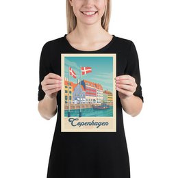 Vintage København plakat | Plakat By København Danmark