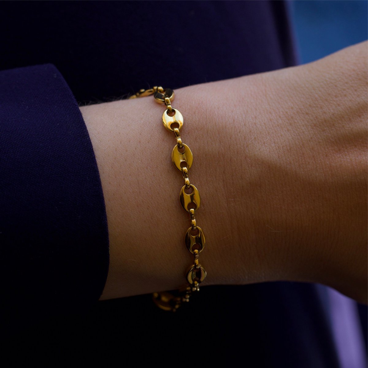 Achaz - Koffieboonarmband Goud
