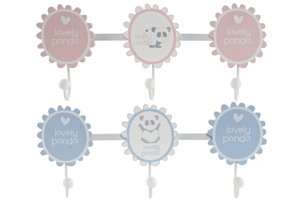 WOODEN METAL WALL COAT RACK 40X4X16 PANDA 2 SURT. BE166346