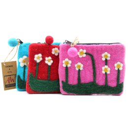 Etui met natuurlijke vilten rits (assortiment) - Bloementuin