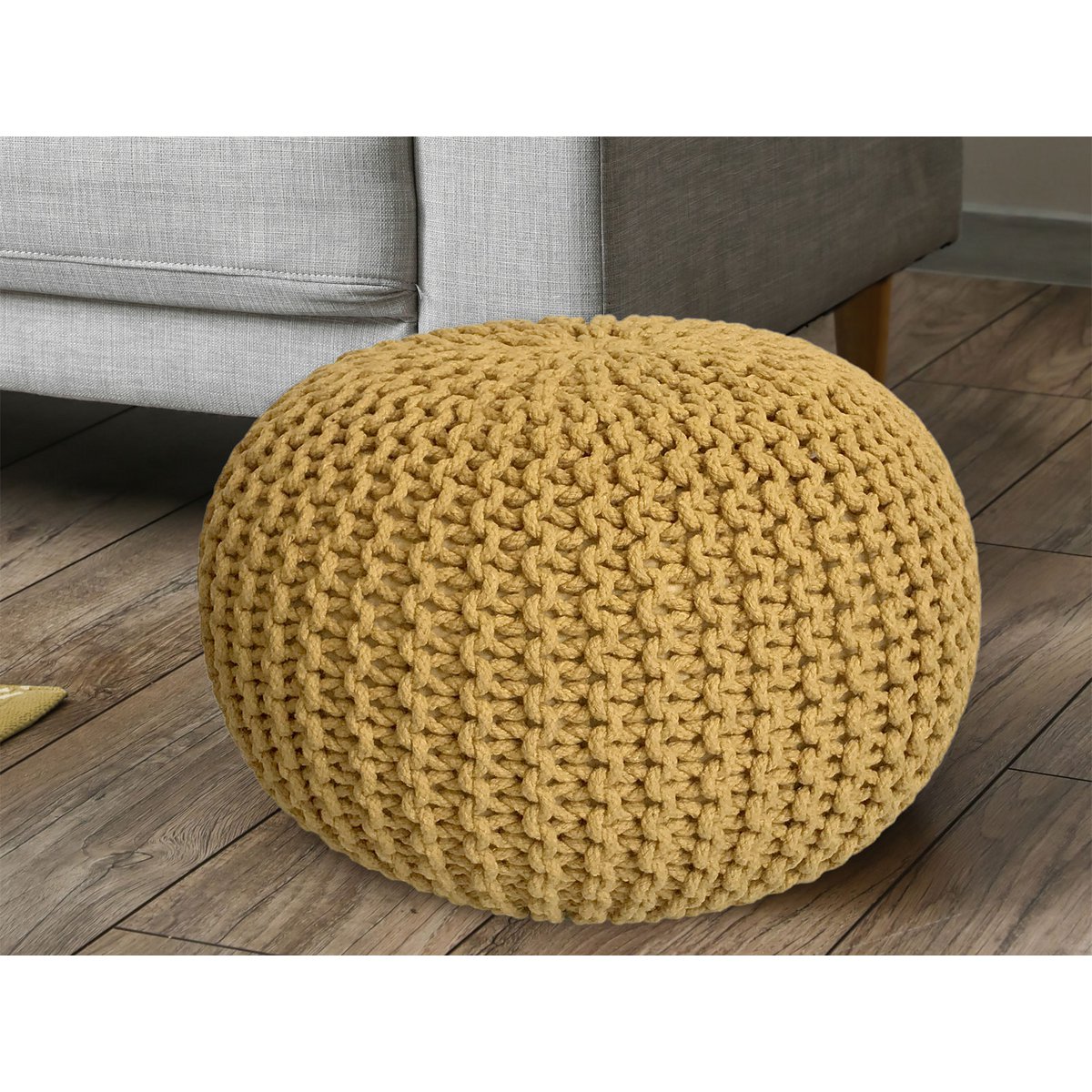 Pouf Ø 55 h 37 h 37 tabouret de tricot siège de planche de sol de pouf durable