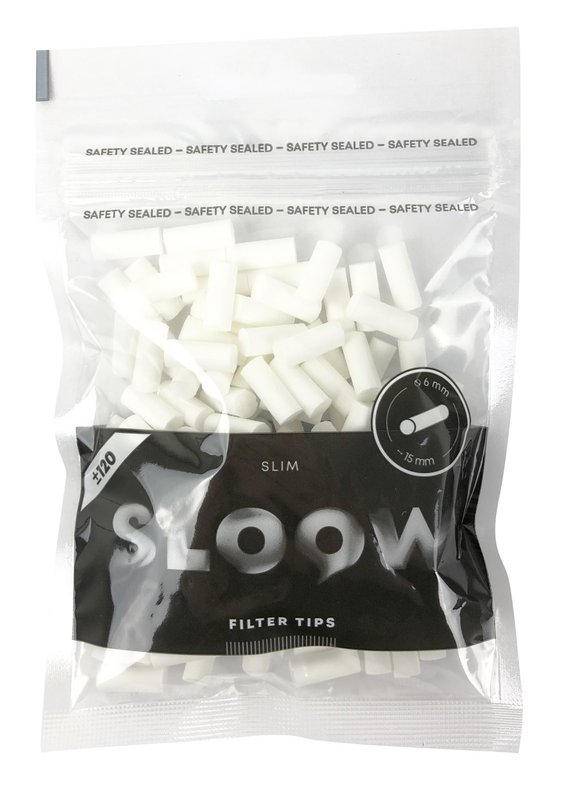 SLOOW Filtros de cigarrillos Bolsa con cierre resellable de 120 piezas Tamaño delgado de 6 mm de diámetro
