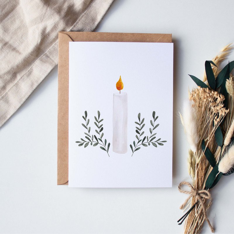 Folded card "Christmas candle white"