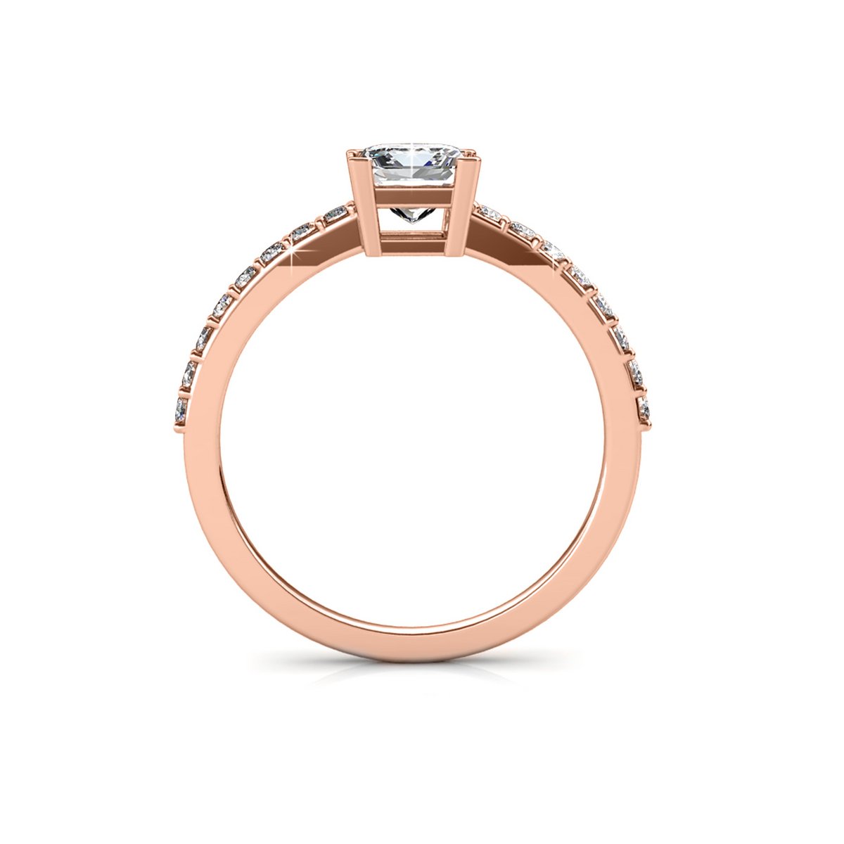 Anillo Cuadrado Simple - Oro Rosa y Cristal