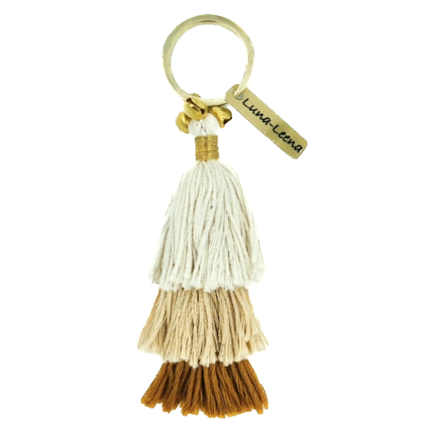 Luna-Leena keychain tassels brown - bag charm - organic cotton - handmade in Nepal - bag hanger