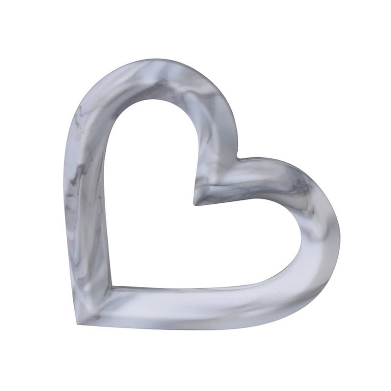 Bijtspeeltje silicone Hartje wit/grijs marmer OK 6055