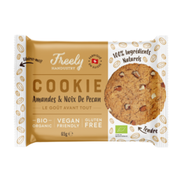 Almond and pecan cookies, vegan and gluten-free, made with natural ingredients.