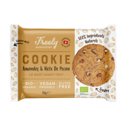 Almond and pecan cookies, vegan and gluten-free, made with natural ingredients.