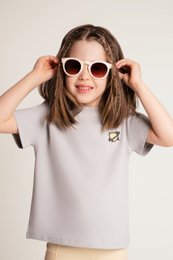  Cotton t-shirt with heart embroidery for kids, available in sizes 18 months to 11 years
