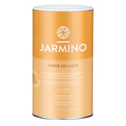 Immun Collagen supplement in orange container with Jarmino branding. Contains collagen for immune system support.