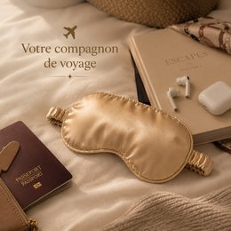 Masque de Nuit Satin Effet Soie Champagne doré