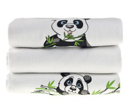 Flannel Diapers-80x80cm-Set of 3 pieces-Oeko-Tex tested-100% Cotton-White/Green/Panda