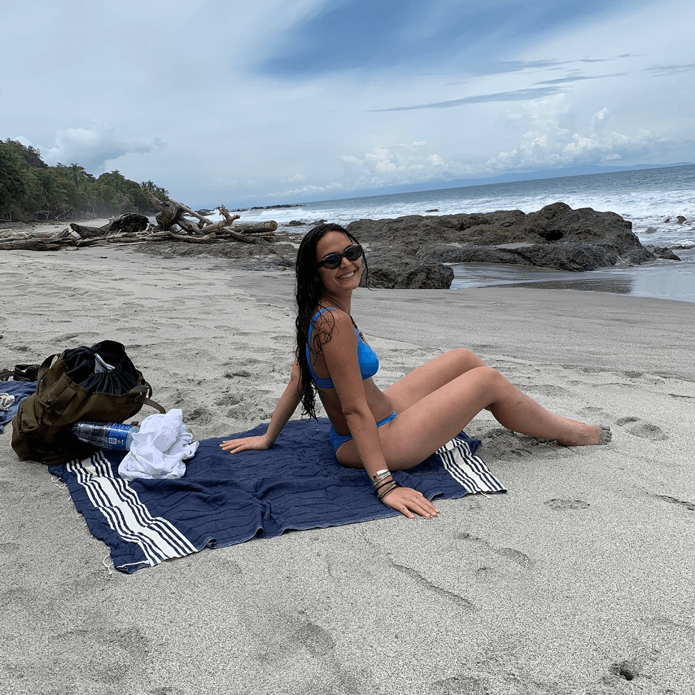 Indigo Cotton Hammam Towel, Hand-Loomed