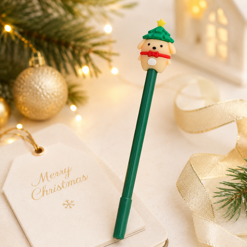 Bolígrafo de fantasía con motivos navideños - Perrito verde