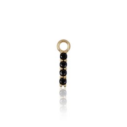 Gold-toned pendant earring with black zircon stones. Elegant and classy design suitable for formal or casual wear.
