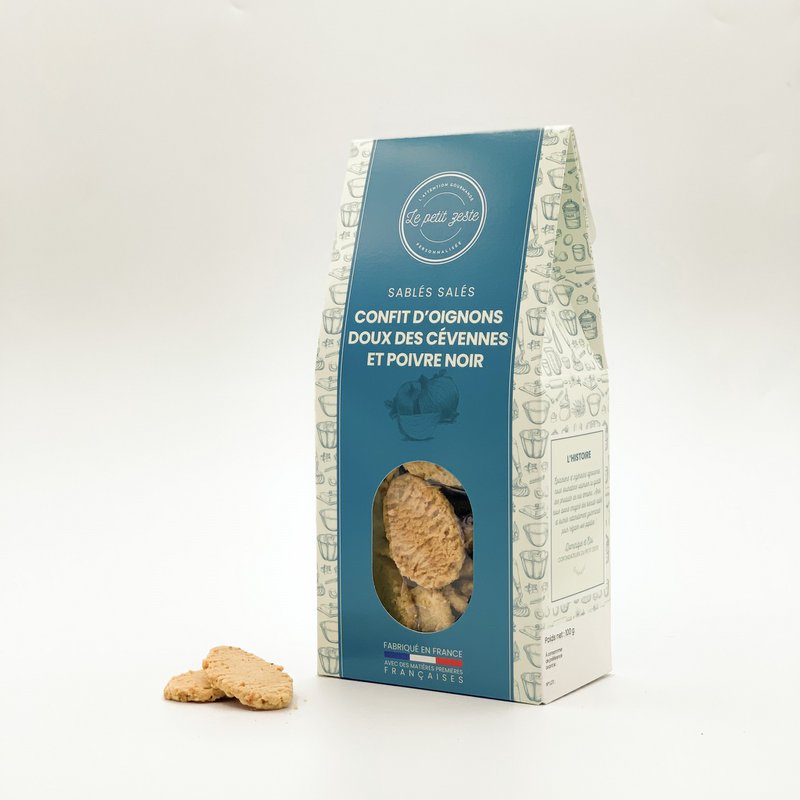 Aperitif biscuits - Savory shortbread - Sweet Cévennes onion confit and black pepper