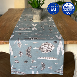 Camino de mesa, 100% algodón, estampado | Semillas Aguamarina