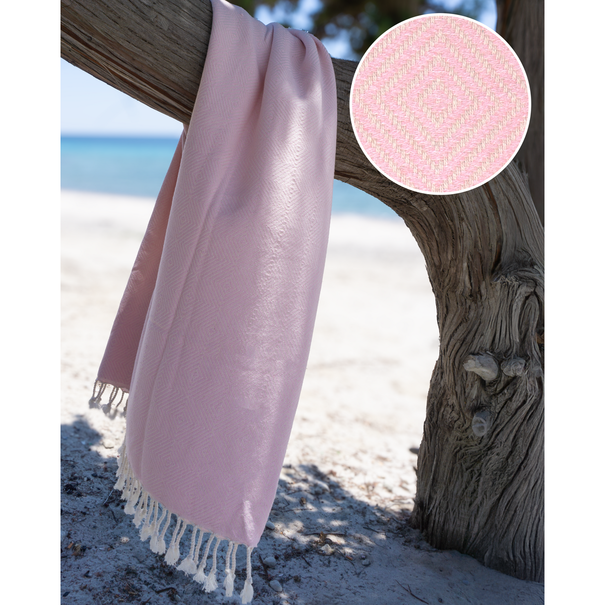 Asciugamano Spa Hammam in cotone CRYSTAL – Leggero – Rosa chiaro – 180x100 cm