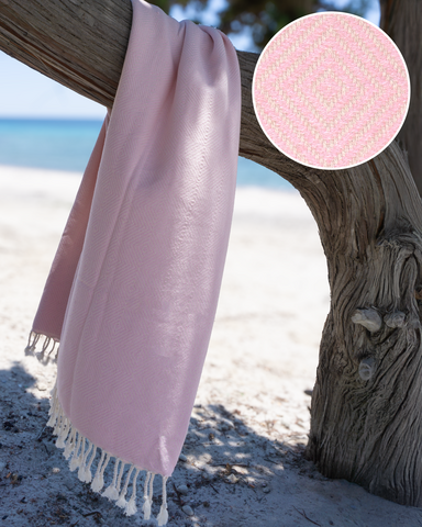 CRYSTAL Cotton Hammam Spa Towel – Lightweight – Light Pink - 180x100 cm